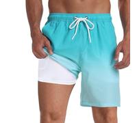 Summer Shorts for Men Beach Pants Swimming Trunks Hawaiian Stretch Man's Swim Trunks with Compression Liner and Pockets Quick-Dry Breathable Gym Lounge Shorts