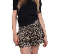 Summer Shorts for Women 2024 Elastic High Waisted Pleated Ruffle Mini Skirts Floral Print A Line Casual Beach Short Skirt (Leopard Print,S)