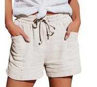 Summer Shorts Women Denim Solid Drawstring Summer Shorts with Pockets Ladies Elastic Waist Tracksuit Bottoms Loose Casual Pants Day Prime Deals