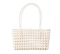 Summer Shoulder Bag with Handle Hollow Out Beach Bag Handheld Picnic Basket Hollow Woven Shoulder Purse for Outdoor Fruit Picking Flower Arranging