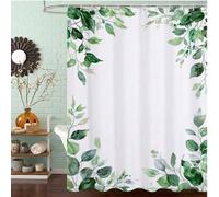 Summer Shower Curtain 100 x 200 cm, Waterproof Fast-Drying Polyester Fabric, Extra Long Shower Curtain with Weighted Bottom & 12 Hooks Washable Bathroom Curtains for Bath Wet Room Tub, Green J8-608