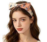 Summer Silk Hair Band in Boho Style with Delicate Floral Pattern - Soft Skin Friendly Versatile as a Hair Band Headpiece or Bow Ideal for Leisure Outdoor (Orange, One Size)