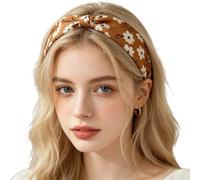 Summer Silk Hair Band in Boho Style with Delicate Floral Pattern - Soft Skin Friendly Versatile as a Hair Band Headpiece or Bow Ideal for Leisure Outdoor (Coffee, One Size)