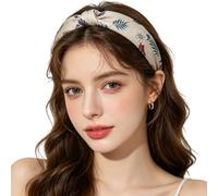 Summer Silk Hair Band in Boho Style with Delicate Floral Pattern - Soft Skin Friendly Versatile as a Hair Band Headpiece or Bow Ideal for Leisure Outdoor (Light Grey, One Size)