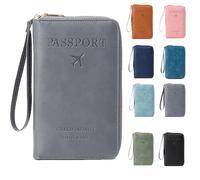 Summer Simple Plain Passport Cases Back to School, Charm Infinite Travel Wallet, Multi-Functional Zipper Travel Card Holder, Blocking Card Holder, for School,Travel, Outdoor (Grey)