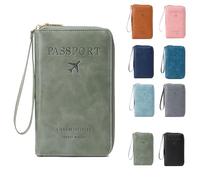 Summer Simple Plain Passport Cases Back to School, Charm Infinite Travel Wallet, Multi-Functional Zipper Travel Card Holder, Blocking Card Holder, for School,Travel, Outdoor (Green)