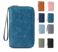 Summer Simple Plain Passport Cases Back to School, Charm Infinite Travel Wallet, Multi-Functional Zipper Travel Card Holder, Blocking Card Holder, for School,Travel, Outdoor (Peacock Blue)