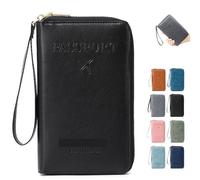 Summer Simple Plain Passport Cases Back to School, Multi-Functional Zipper Travel Card Holder, Travel Wallet, RFID Blocking Card Holder (Black)