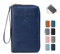 Summer Simple Plain Passport Cases Back to School, Multi-Functional Zipper Travel Card Holder, Travel Wallet, RFID Blocking Card Holder (Navy)