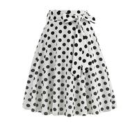 Summer Skirts For French Retro Style Casual Fashion Polka Dot With Belt Sixties, White, L