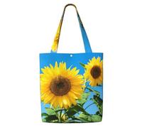 Summer Sky And Sunflowers,Reusable Grocery Bags Shopping Tote Bags Large Capacity Canvas Shoulder bag