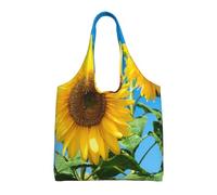 Summer Sky And Sunflowers,Reusable Tote Bags Grocery Bags Large Capacity Canvas Shopping Shoulder bag