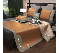 Summer Sleeping Pad, Ice Rattan Mat 3-Piece Set, Sleeping Mat with 2 Pillowcases, Cooling Ice Silk Wormwood for Home, School Dorm Dormitory Bedroom Essential, Various Specifications(Color E,120cm)
