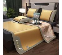 Summer Sleeping Pad, Ice Rattan Mat 3-Piece Set, Sleeping Mat with 2 Pillowcases, Cooling Ice Silk Wormwood for Home, School Dorm Dormitory Bedroom Essential, Various Specifications(Color B,120cm)