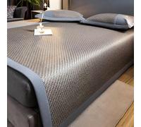 Summer Sleeping Pad Rattan Mat Foldable,Ice silk mat, moisture wicking, cool and breathable, suitable for sleeping in the bedroom, leisure in the living room, dormitory, etc. Gray 180 * 200cm