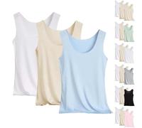 Summer Sleeveless Ice Silk Blouse Tank Top Women Set of 3 Thin Straps U-Neck Corset Y2K Sleeveless Tank Tops Casual Tops Generisch Tops Fluid Blouses Basic Tunics, Pink, M