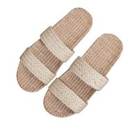 Summer Slides Unisex Linen Slippers Sweat Absorbent Moisture Wicking Bathroom Sandals Cool Comfy Lazy Slippers Easy On Off Indoor Outdoor Shoes for Beach Pool Shower Beige