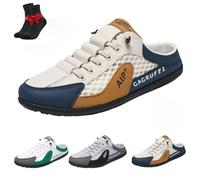 Summer Slip-on Men's Sports Slippers,Men's Backless Sneakers,Backless Trainers Breathable Mesh Shoes,Mens Mules(Khaki,7.5 UK)