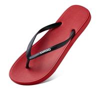 Summer Slippers For Women Simple Flat Heel Flip Flops Non-slip Couples To Wear On The Beach Men (Female Red 41/42 EU)