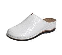 Summer Slippers for Women with Thick Soles and Women's Export Style Crocdoile Patterned PU Slippers Women Plastic White, 6