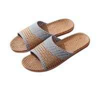 Summer Slippers Linen and Grape Vine Pattern for Men and Women - Cooling Mats, Non-Slip Slippers for Home Women Shoes Black Ankle Boots, black, 10 UK