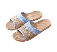 Summer Slippers Linen and Grape Vine Pattern for Men and Women - Cooling Mats, Non-Slip Slippers for Home Women Shoes Black Ankle Boots, sky blue, 8 UK