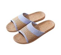 Summer Slippers Linen and Grape Vine Pattern for Men and Women - Cooling Mats, Non-Slip Slippers for Home Women Shoes Black Ankle Boots, blue, 9 UK