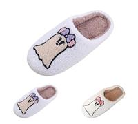 Summer Slippers Women Cotton Soft Non-Slip House Shoes Indoor Outdoor Cute Cartoon Dog Slippers Autumn & Winter Comfortable Warm Cosy Plush Closed Toe Shoe