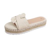 Summer Slippers Women Roman Woven Bow Open Toe Flat Sandal Shoes
