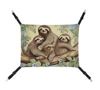 Summer Sloth Family Printed Pet Hammock for Cage Hanging Pet Hammock Bed with Metal Hooks for Guinea Pigs, Hamsters, Gerbils, Kittens, Cat Cages