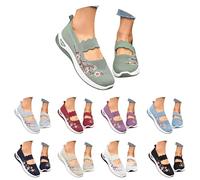 Summer Sneaker for Women Ladies Mesh Slip on Trainers Sketches Wide Fit Ankle Strap Low Wedge Trainers UK Size Shoes Size 6 Lightweight Running Training Shoes Walking Breathable Mesh Sneakers Green