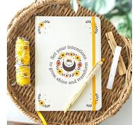 Summer Solstice Intention Journal with Citrine Pen - 200 Lined Pages for Manifestation & Goal-Setting - “Set Your Intentions to Grow” Message - Energizing Citrine Pen for Positivity & Creativity