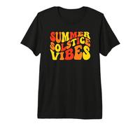 Summer Solstice Vibes Retro Groovy Festival Sun Premium T-Shirt