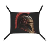 Summer Spartan Warrior Helmet Printed Pet Hammock for Cage Hanging Pet Hammock Bed with Metal Hooks for Guinea Pigs, Hamsters, Gerbils, Kittens, Cat Cages