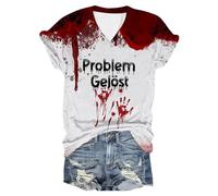 Summer Sports Women I'm Blood Print Halloween T Shirt Short Sleeve Crew Neck T Shirt with Bloody Print T-Shirts Blood Costume Halloween Costume Cotton Casual Shirts Grey