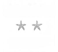 Summer Starfish Cubic Zirconia Stud Earrings for Women Dainty Lightweight Small Crystal S925 Silver Post Trendy Beachy Jewelry Gifts Her, One Size, Metal, No Gemstone