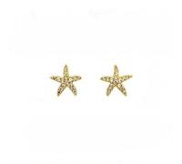 Summer Starfish Cubic Zirconia Stud Earrings for Women Dainty Lightweight Small Crystal S925 Silver Post Trendy Beachy Jewelry Gifts Her, One Size, Metal, No Gemstone