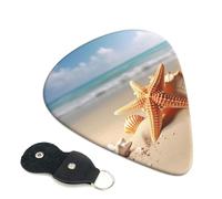 Summer Starfish Seashell Guitar Picks 6-Pack - Pick Set (0.46mm / 0.71mm / 0.96mm) Suitable For Guitar And Ukulele Playing