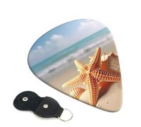 Summer Starfish Seashell Guitar Plectrums, 6 Guitar Plectrums, Printed on both sides for Electric Guitar Bass Ukulele (0.46 mm 0.71 mm 0.96 mm)