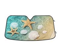 Summer Starfish Shells Car Windshield Sun Shade Sea Beach Sunshade Blocks UV Rays Protector Keep Your Vehicle Cool Sun Shield Visor Cover Foldable for Car Truck SUV