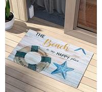 Summer Starfish The Beach Is My Happy Place Door Mats Non-Slip Barrier Mat Absorbent Floor Mats For Shoes Scraper Indoor Bathroom 40X60 Cm