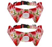 Summer Strawberries with Flowers Dog Collar Bowtie, Comfortable Adjustable Dog Bow Tie Collar for Small Boys and Girls Pets