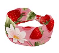 Summer Strawberries with Flowers Wide Headbands for Women, Yoga Workout Head Bands Wide Elastic Hair Bands for Washing Face Makeup