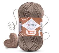 Summer Stretch Yarn for Crochet and Knitting, 1 Skein Beige Yarn, 100g, 438 Yards (400 m), Soft Elastic Acrylic Blend for Bikinis, Tops, Bags and Lightweight Summer Projects, 114167 by Troyarn