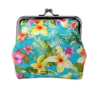 Summer Style Hawaiian Print Women'S Kiss Lock Coin Pouch, Mini Wallet For Cards And Lipstick, Soft Compact Purse
