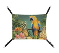 Summer Summer Parrot Pineapple Bird Printed Pet Hammock for Cage Hanging Pet Hammock Bed with Metal Hooks for Guinea Pigs, Hamsters, Gerbils, Kittens, Cat Cages