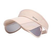 Summer Sun Visor Hat - Women Adjustable Golf Cap with Retractable Brim, UV Protection Beach/Tennis Sport Hat - beige - L