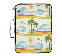 Summer Sun Waves Cartoon File Organizer 7 Pockets A4 Letter Size with Zipper Closure for Home Office Travel Hanging File Folder