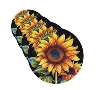 Summer Sunflower Car Air Fresheners 4 Pcs Round Shape Hanging Car Air Freshener Fragrance Scented Cards Auto Mirror Pendant Aromatherapy Tablets For Car Home Office Closet Bathroom