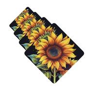 Summer Sunflower Car Air Fresheners 4 Pcs Square Hanging Car Air Freshener Fragrance Scented Cards Auto Mirror Pendant Aromatherapy Tablets For Car Home Office Closet Bathroom